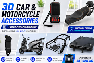 model 3d product design 3d car and motorcycle accessories for 3d print or render