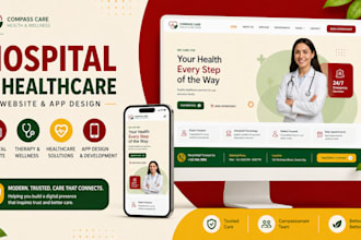 design hospital website, therapy website, healthcare, clinic website, app design