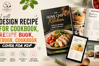 write, design recipe for cookbook, recipe book, ebook, cookbook cover for kdp
