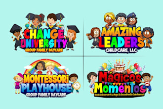 design a fun colorful logo for kids, children or baby brand