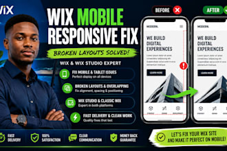 fix wix mobile responsive issues, broken layouts , wix studio bugs, wix seo