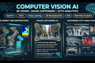 do computer vision for 3d vision scanner, image captioning and cctv analytics