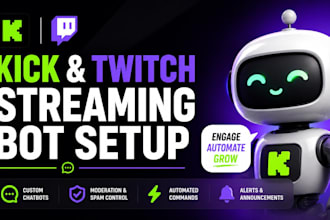 do kick stream, twitch streaming, live streaming chat bot, kick chatbot for you
