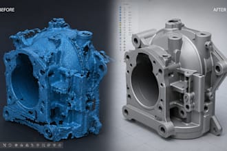 reverse engineer 3d scan,stl,obj,mesh fix to parametric step solid cad model