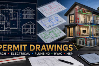 create architectural, electrical, plumbing, hvac and mep permit drawings