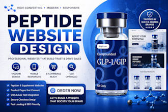 design fda compliant peptide website, peptide wordpress website, biotech website