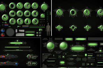 design 2d game assets, rpg fantasy icons, characters, weapons UI, hud badges art