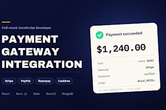 integrate stripe, paypal and razorpay into your react, node or nestjs app
