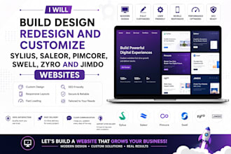 design and customize sylius saleor pimcore swell zyro and jimdo website redesign