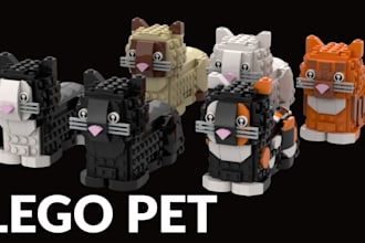 design custom lego pet moc, animal model with parts list and instructions