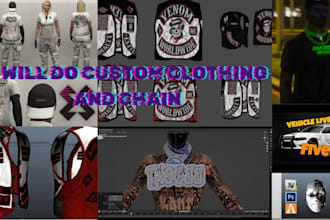 create custom fivem clothing, vehicle, mlo maps, chains, tattoos and assets