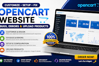 customize setup and fix opencart website bug issues errors and upload products