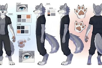 draw nsfw anthro ref sheet and furry character reference
