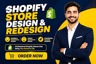 design and redesign shopify store, build shopify website, dropshipping store