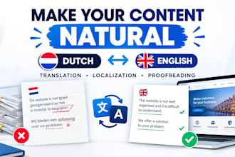 make dutch english content natural with translation, localization, proofreading