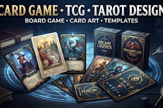 design card game art , tarot card, tcg, board game cards and illustrations