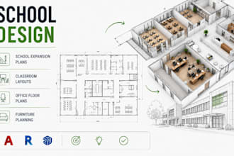 design school expansion plans, classroom layouts,office floor plans an furniture