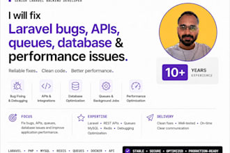 fix laravel bugs, apis, backend and performance issues