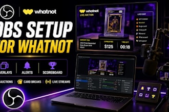 setup obs for whatnot live stream, auctions, overlays, alerts and scoreboard