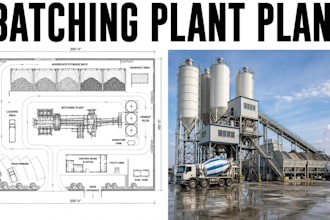 design concrete batching plant floor plans industrial blueprint package