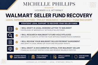 draft a legal appeal for walmart seller restrictions and reserves as US attorney