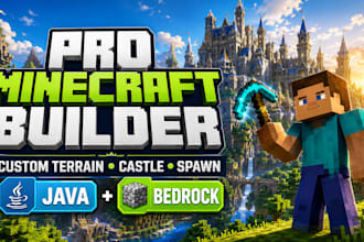 build professional minecraft custom terrain map castle spawn server java bedrock