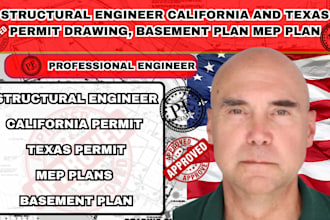 structural engineer california and texas permit drawing, basement plan mep plan