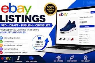create ebay listings draft listings SEO listings and crosslist products