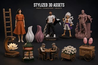 create unique stylized 3d assets and props