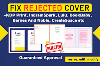 fix error rejected book cover, resize amazon kdp ingramspark rejected cover