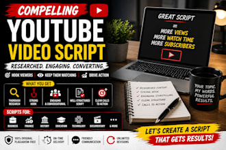 research and write compelling youtube video script that engages and converts