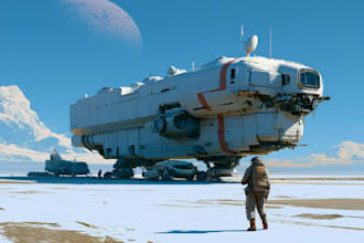 draw sci fi spaceship concept art or vehicle design