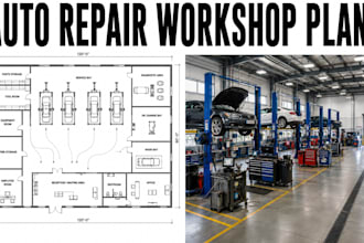 design auto repair workshop floor plans industrial garage blueprint package