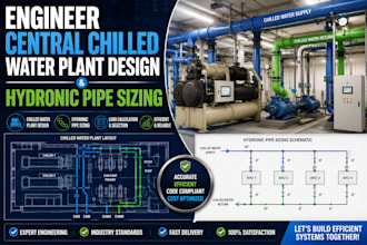 engineer central chilled water plant design and hydronic pipe sizing