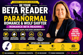 be your beta reader for paranormal romance and wolf shifter romance beta reading