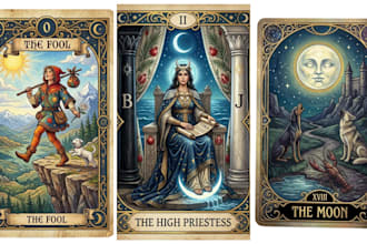 design custom tarot cards and oracle card illustrations