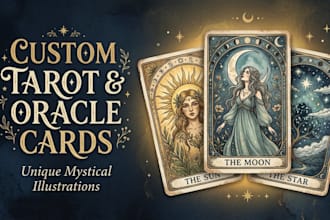 design custom tarot cards, oracle cards and spiritual illustrations