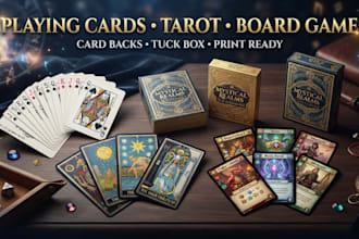 custom playing cards tarot cards, cards backs, tuck boxes and board games