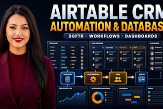setup airtable database, airtable CRM, API integration, softr webapp and zapier