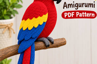 create crochet parrot amigurumi pattern PDF for beginners