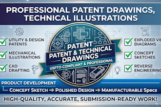 create uspto compliant patent drawing for utility and design patent illustration
