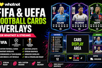 design FIFA, uefa football cards overlays for whatnot overlay and stream graphic
