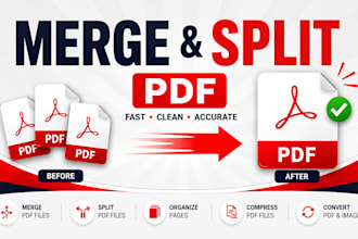 merge split PDF files, reorder, extract and organize pages