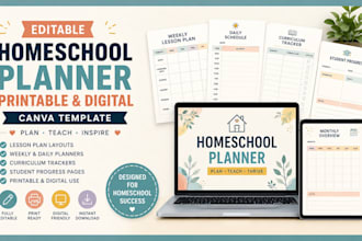 design canva homeschool planner printable digital etsy planner lesson plan PDF