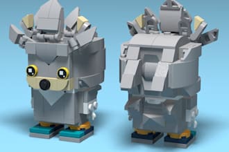 do 3d lego brickheadz model,lego brickheadz design moc with pdf manual in studio