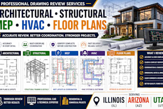 review architectural structural mep hvac and floor plan in illinois arizona utah