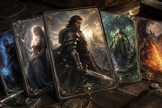 design fantasy game cards and collectible card artwork