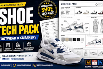 create custom shoe tech pack and footwear design for manufacturing
