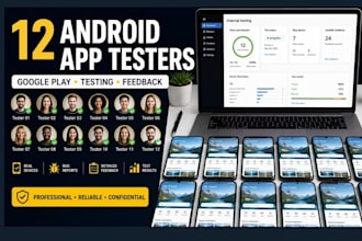 provide 12 app testers for mobile andrioid app testing google play app testers
