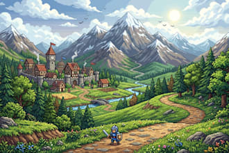 design custom pixel art game environments and backgrounds